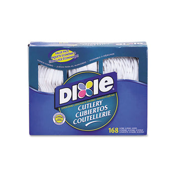 Dixie® Combo Pack, Tray With White Plastic Utensils, 56 Forks, 56 Knives, 56 Spoons, 6 Packs freeshipping - TVN Wholesale